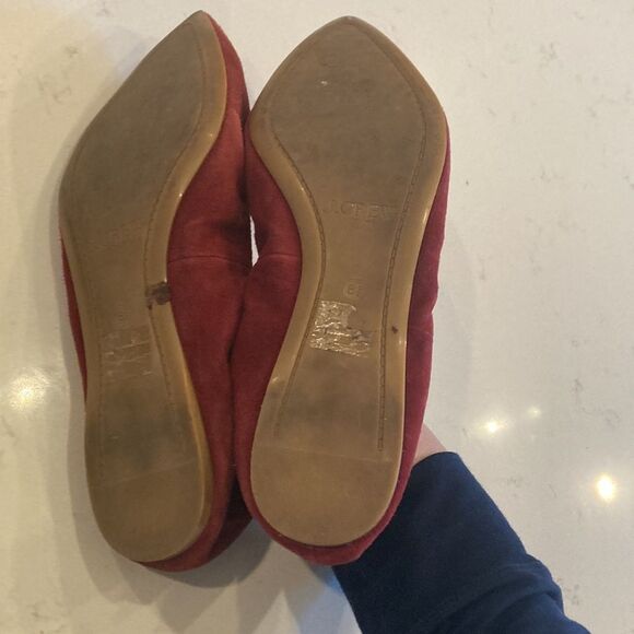 J. Crew Lottie Pointy Toe Tasseled Burgundy Suede Leather Ballet flats 8.5 - Picture 4 of 5